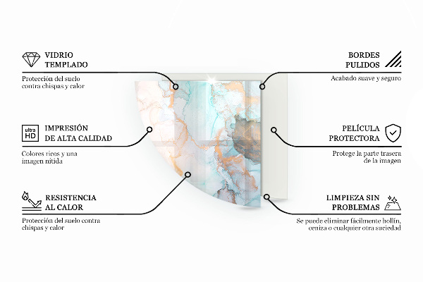 Szyba hartowana pod kominek Fale delikatnych linii