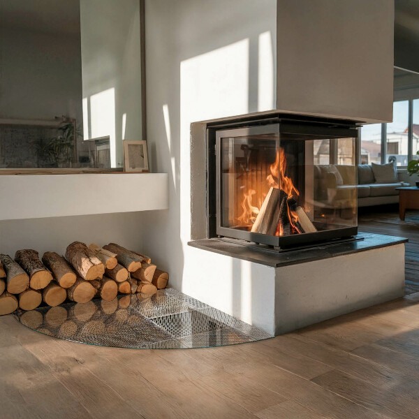 Szyba hartowana pod kominek Wzór perforowanej blachy