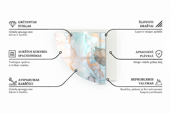 Szyba hartowana pod kominek Naturalny wzór marmuru