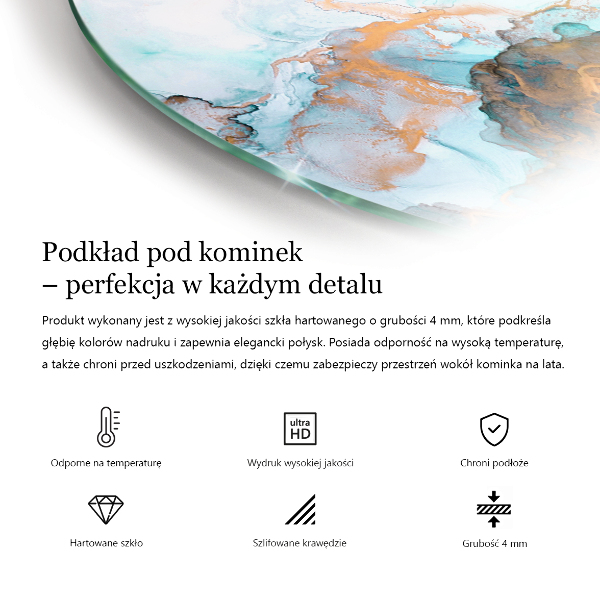 Szyba hartowana pod kominek Deska drewniana w układzie