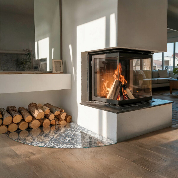 Szyba hartowana pod kominek Wzór mozaiki dekoracyjnej