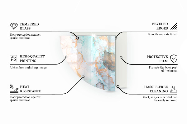 Szyba hartowana pod kominek Wzory mozaikowe w kaflach
