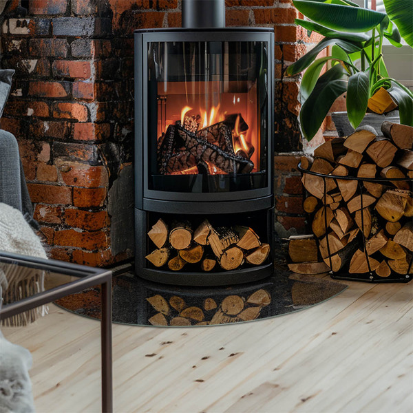 Szyba hartowana pod kominek Tekstura kamiennej powierzchni