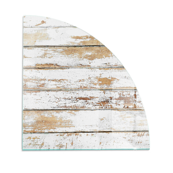 Szyba hartowana pod kominek Zniszczona drewniana deska