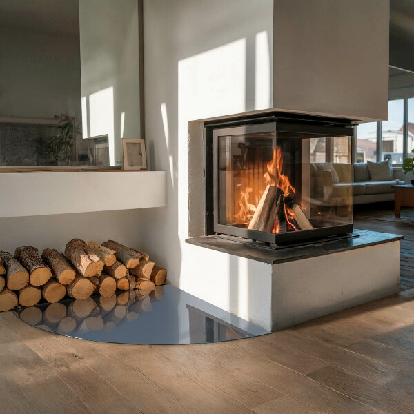 Szyba hartowana pod kominek Kolor Ciemnoniebieski