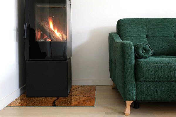 Szkło hartowane pod kominek Słoje drewna w przekroju