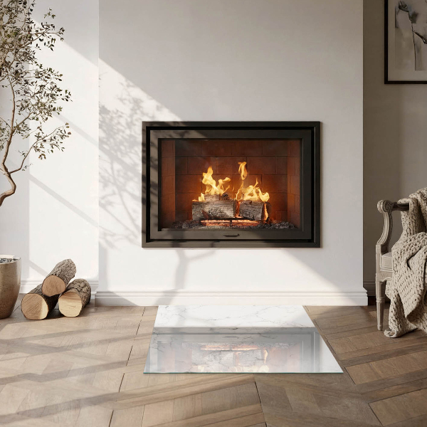 Szkło hartowane pod kominek Wzór marmurowy z żyłkami