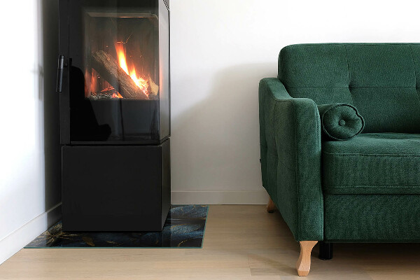 Szkło hartowane pod kominek Eleganckie liście w fakturze