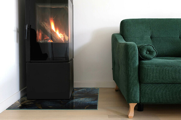 Szkło hartowane pod kominek Eleganckie liście w fakturze