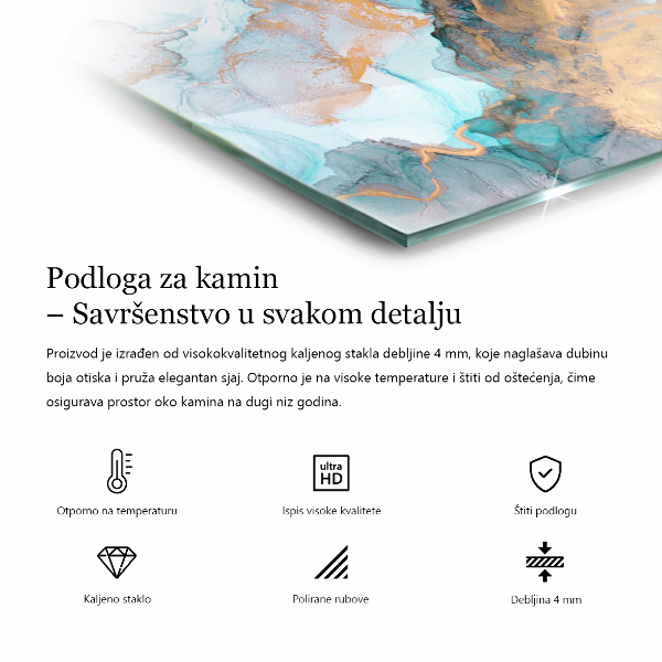 Szkło hartowane pod kominek Naturalny wzór kamienia