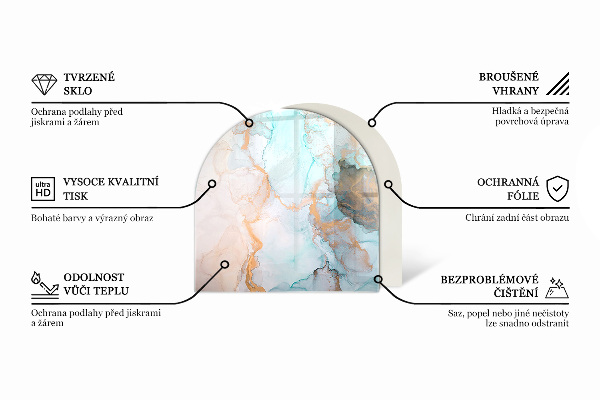 Szkło przed kominek Wzór marmurowej struktury