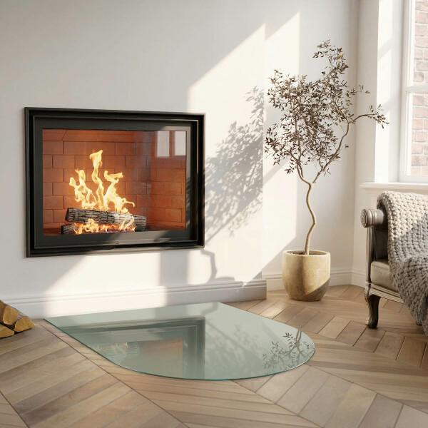 Szkło przed kominek Kolor szaro-zielony