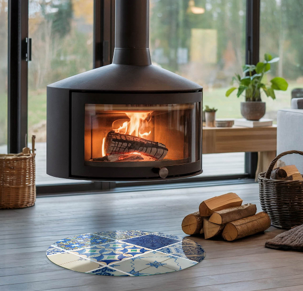 Szyba pod kominek Wzory ceramicznych płytek
