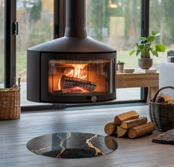 Szyba pod kominek Elegancki marmur z żyłkami