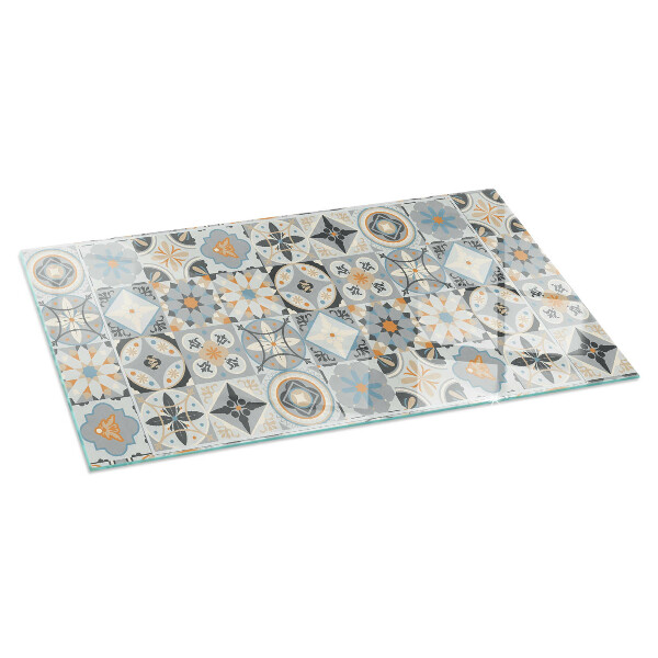 Szkło pod kominek Wzory mozaikowe w kafelkach