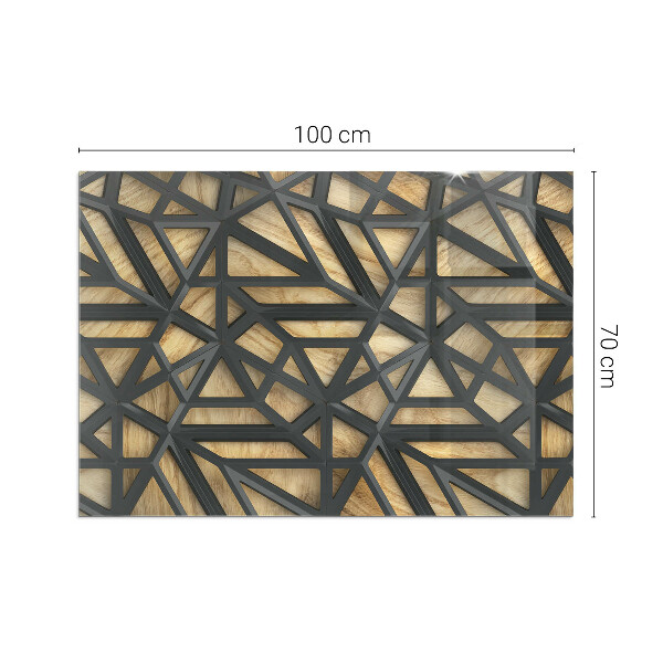 Szkło pod kominek Geometria z drewnem