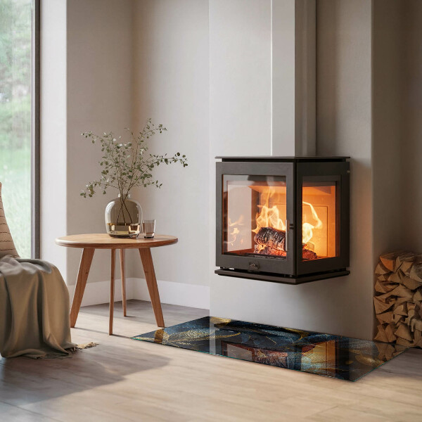 Szkło pod kominek Eleganckie liście w fakturze