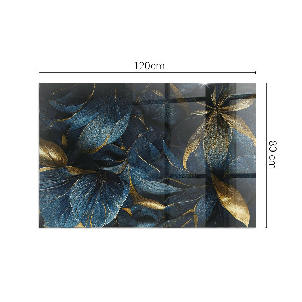 Szkło pod kominek Eleganckie liście w fakturze