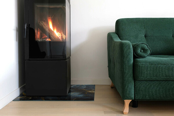 Szkło pod kominek Eleganckie liście w fakturze