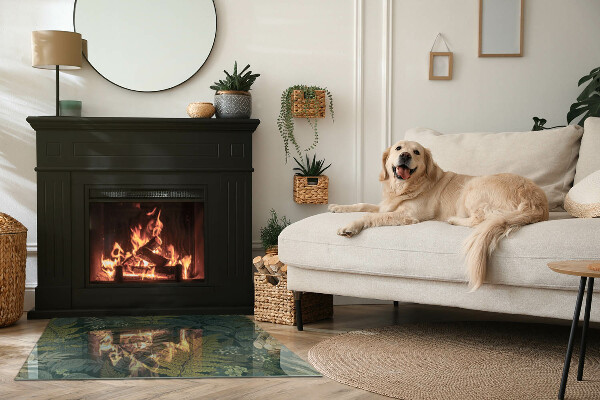 Szkło pod kominek Motywy roślinne z motylami