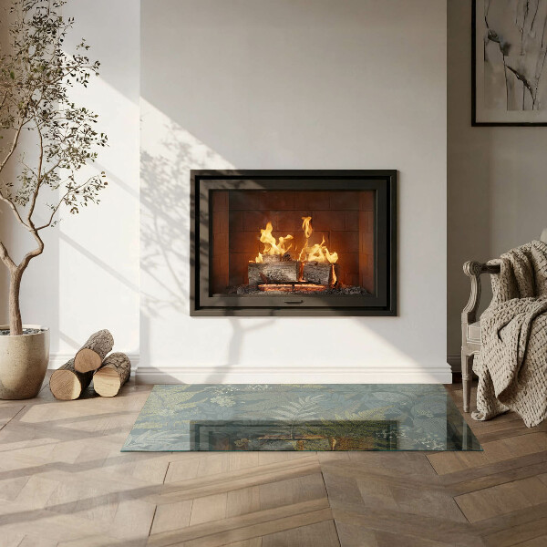 Szkło pod kominek Motywy roślinne z motylami