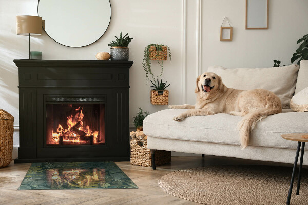 Szkło pod kominek Motywy roślinne z motylami