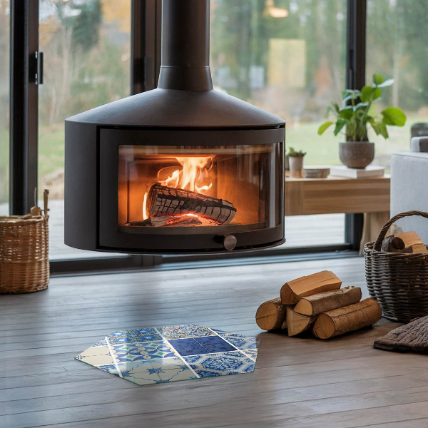 Szkło pod kominek wolnostojący Wzory ceramicznych płytek