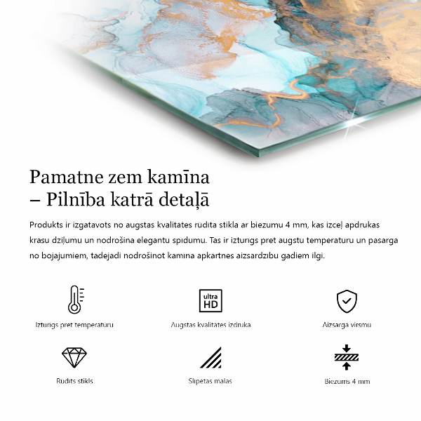Szkło pod kominek wolnostojący Kolor Bladoróżowy