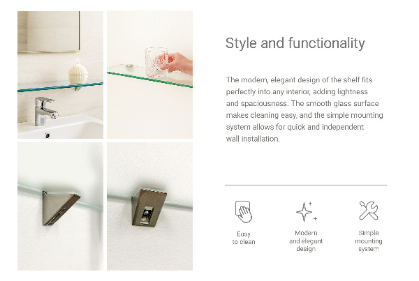 Półka pod lustro półprzezroczysta o wymiarach 70 x 13 cm