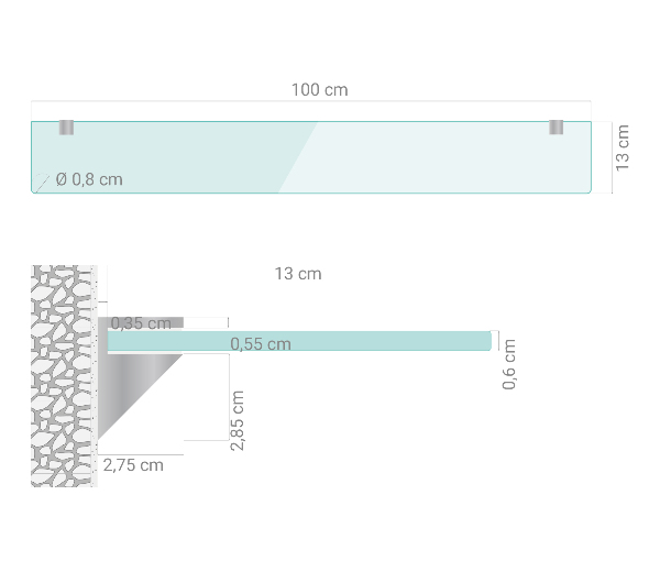Półka pod lustro 100x13 cm