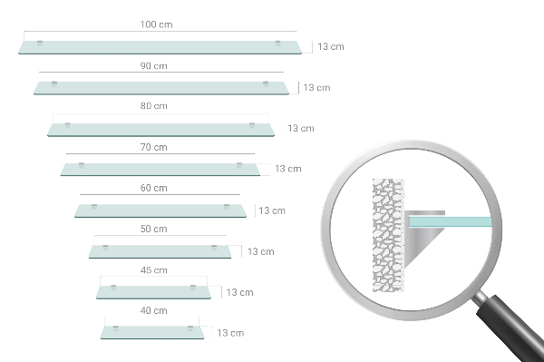 Półka szklana 50x13 cm