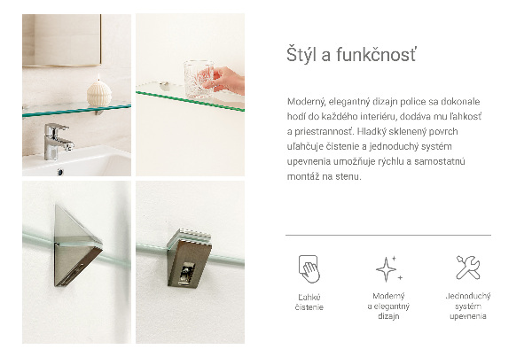 Półka szklana 80x13 cm