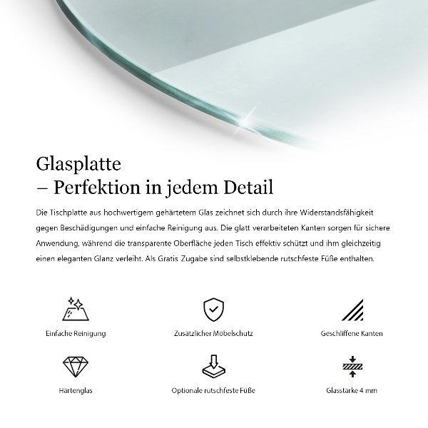 Blat stołowy o okrągłym kształcie wykonany z przezroczystego materiału