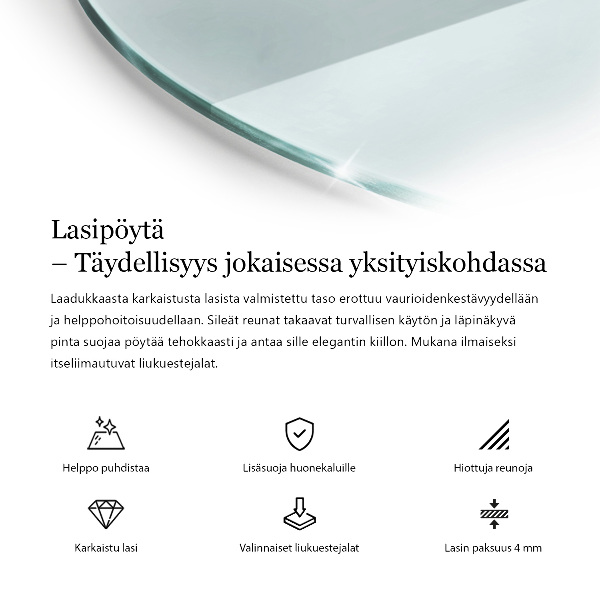 Blat stołowy o okrągłym kształcie wykonany z przezroczystego materiału