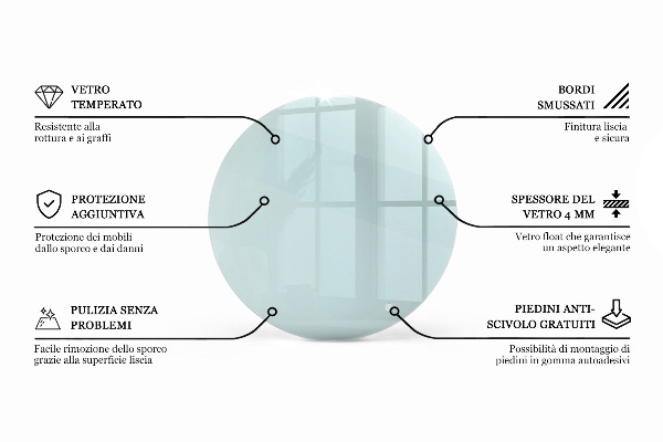Blat stołowy o okrągłym kształcie wykonany z przezroczystego materiału
