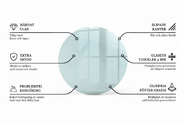 Blat stołowy o okrągłym kształcie wykonany z przezroczystego materiału