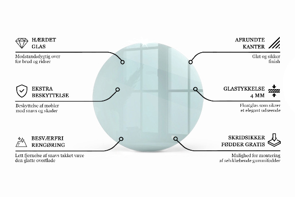 Blat stołowy o okrągłym kształcie wykonany z przezroczystego materiału