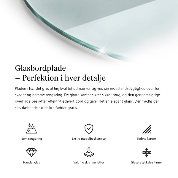 Blat stołowy o okrągłym kształcie wykonany z przezroczystego materiału