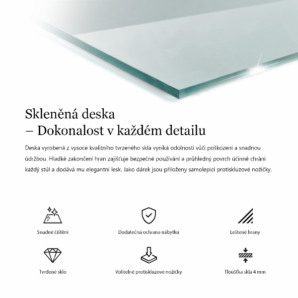 Blat na stół prostokątny przezroczysty