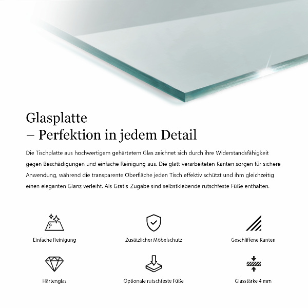 Blat na stół prostokątny przezroczysty