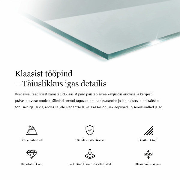 Blat na stół prostokątny przezroczysty