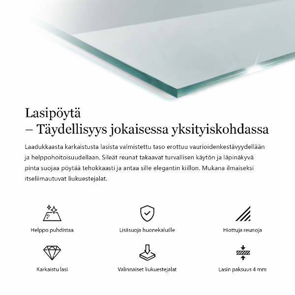 Blat na stół prostokątny przezroczysty