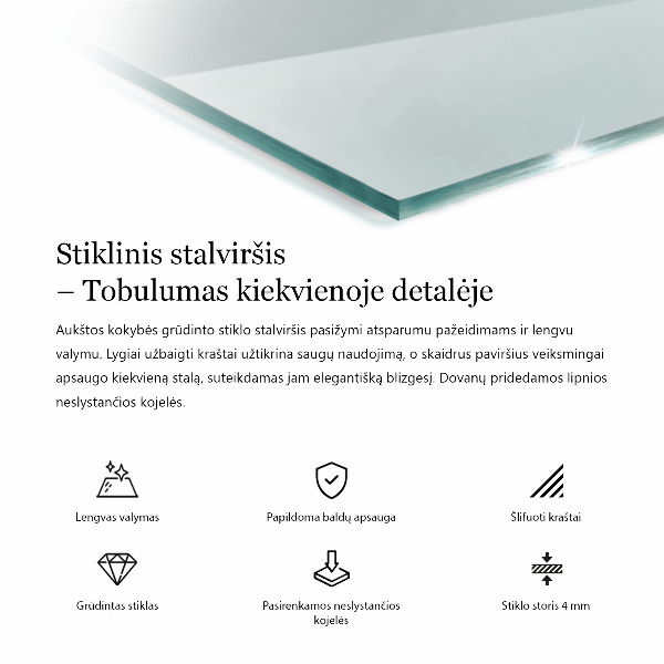 Blat na stół prostokątny przezroczysty