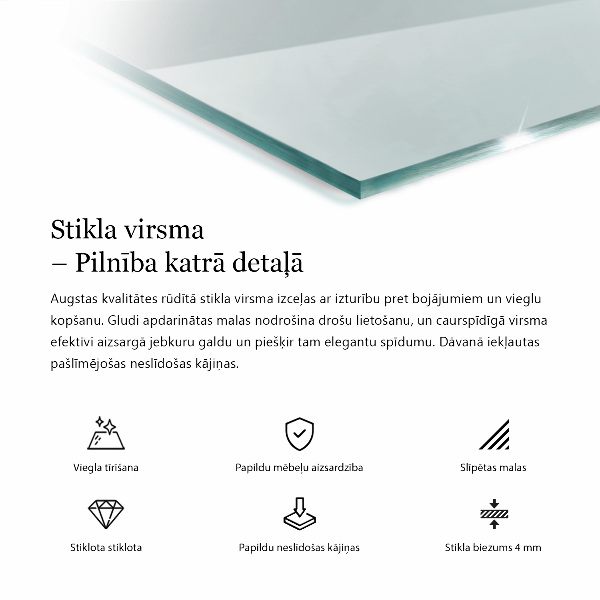 Blat na stół prostokątny przezroczysty