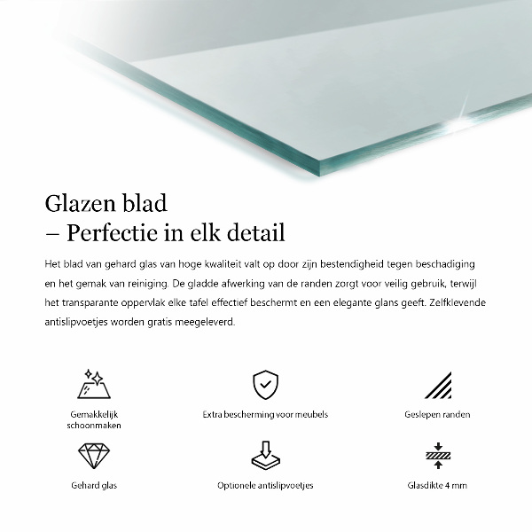 Blat na stół prostokątny przezroczysty