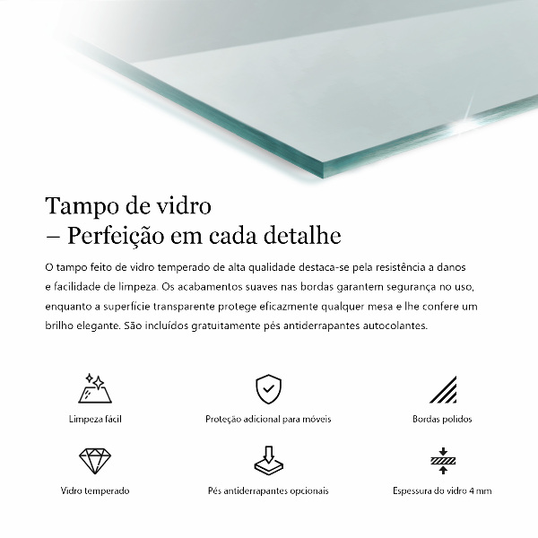 Blat na stół prostokątny przezroczysty