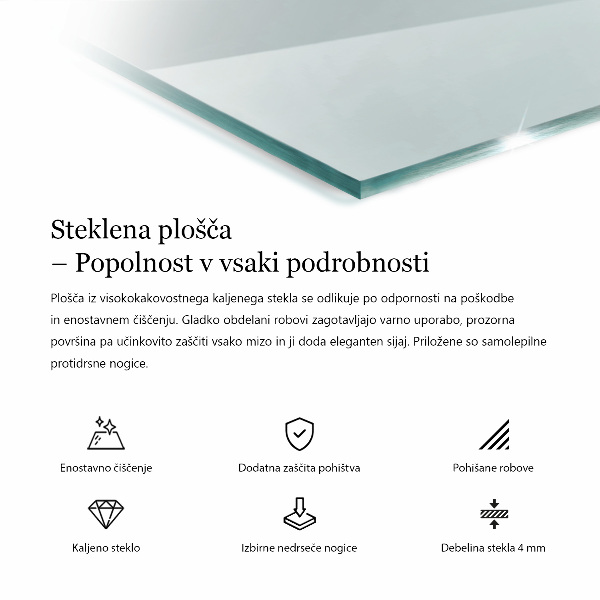 Blat na stół prostokątny przezroczysty