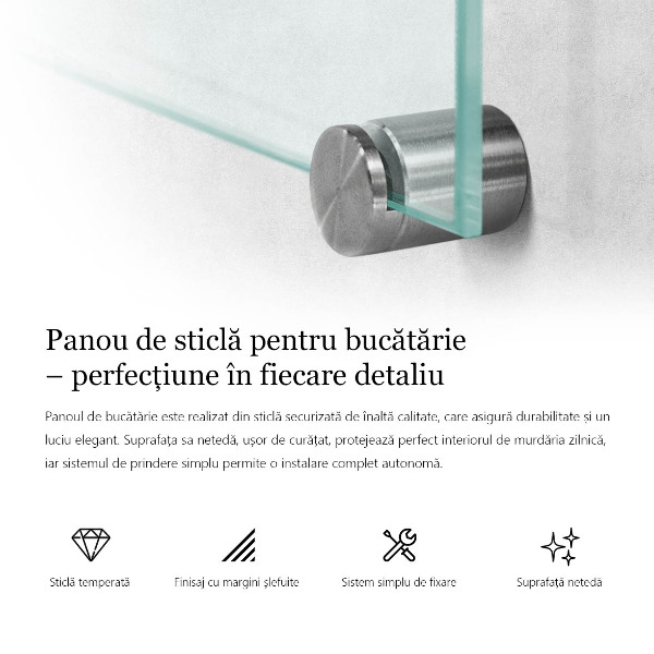 Transparentne szkło do kuchni na ścianę 100x50 cm