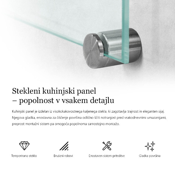 Transparentny panel szklany do kuchni 60x60 cm