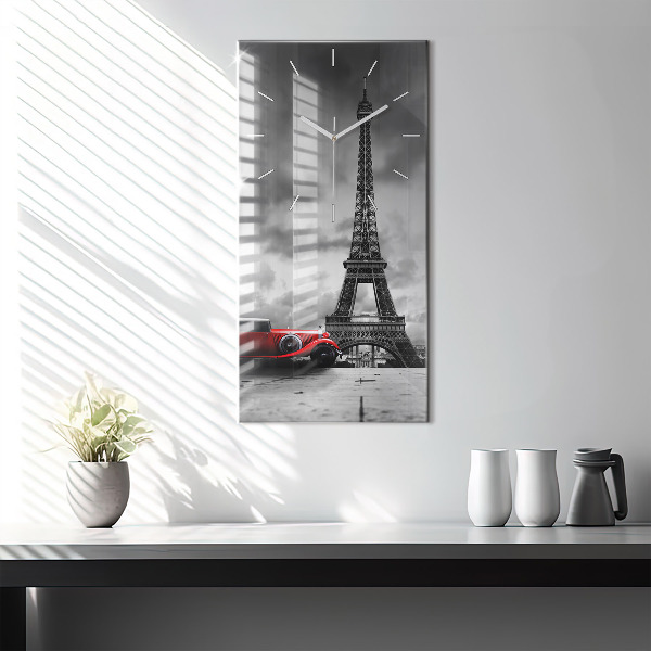Zegar szklany pionowy Effel Tower Paryż